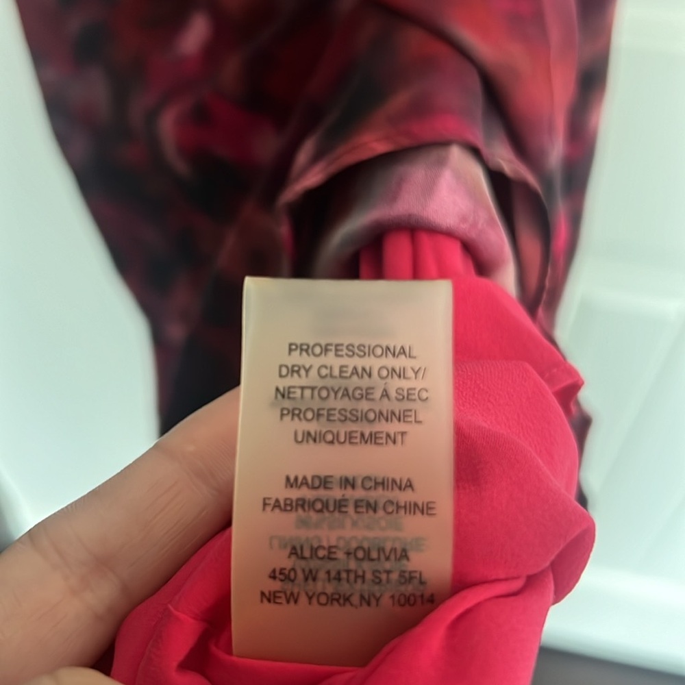 ALICE + OLIVIA  Red Watercolor Silk Mini Dress - Picture 9 of 9